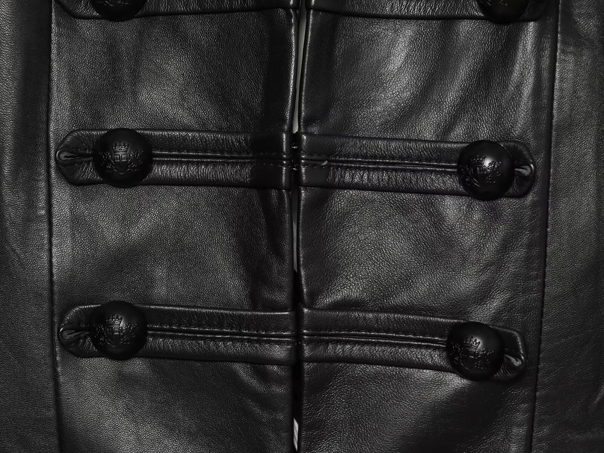 Women's short rope knot buckle imitation leather Coat