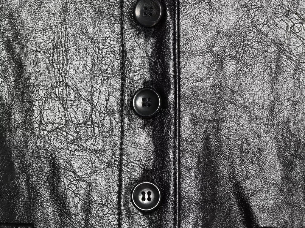 Women's short skirt style hem leather effect jacket