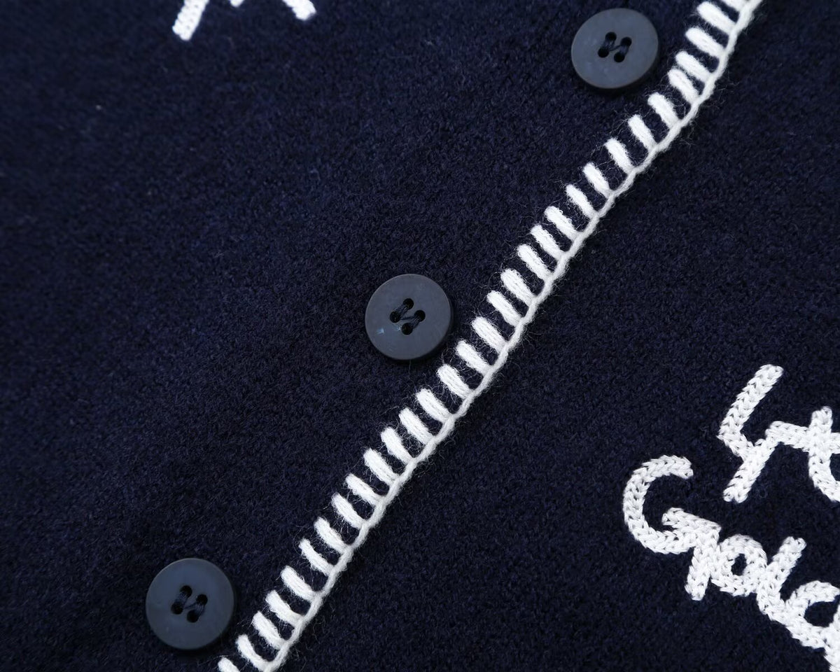 Women's soft texture contrasting pattern knitted cardigan