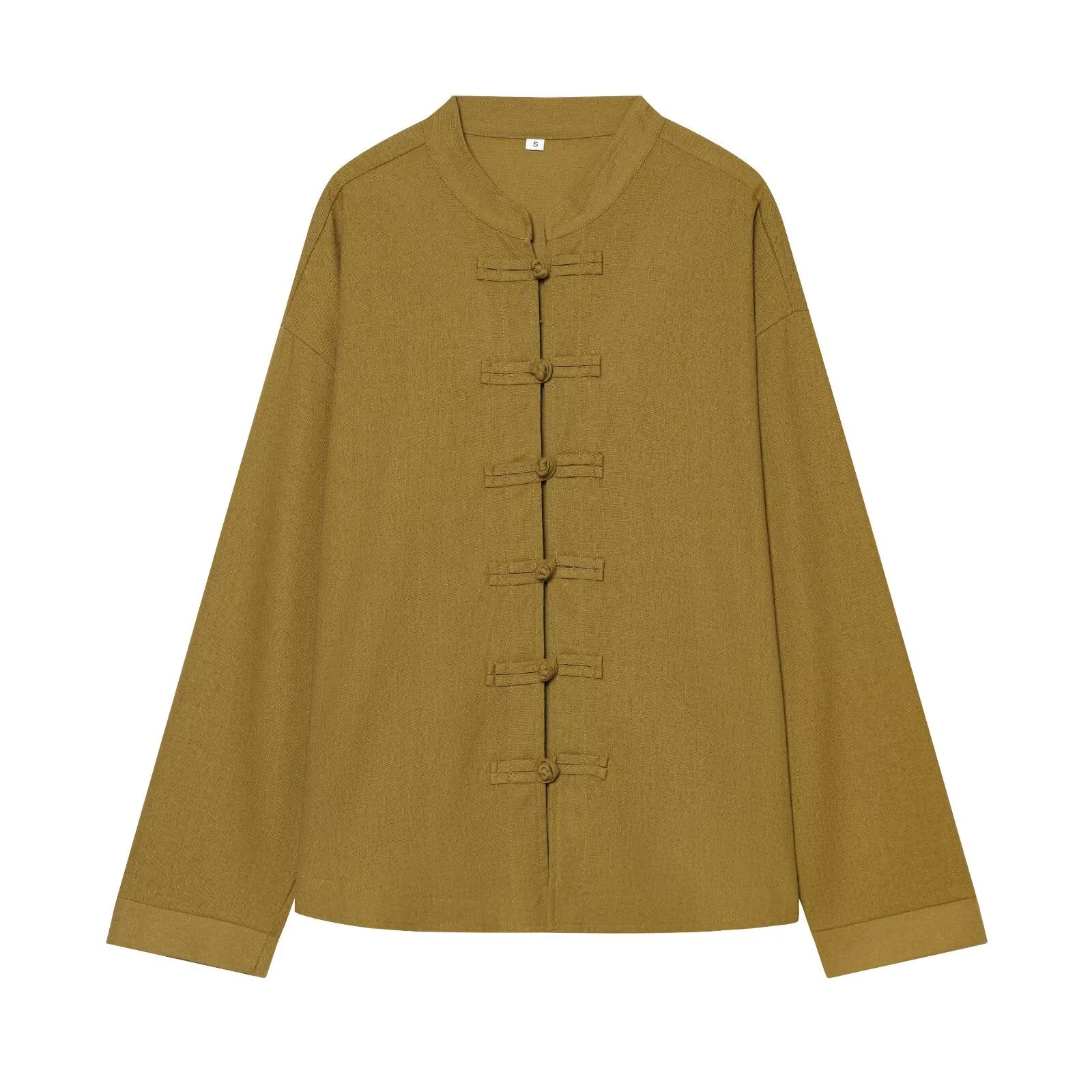 suit Women's 2 pieces loose rope knot buckle linen blend shirt+Pants