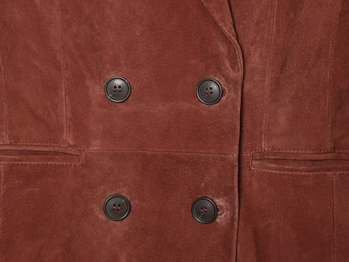 Women's slim double breasted suede Blazer Coat