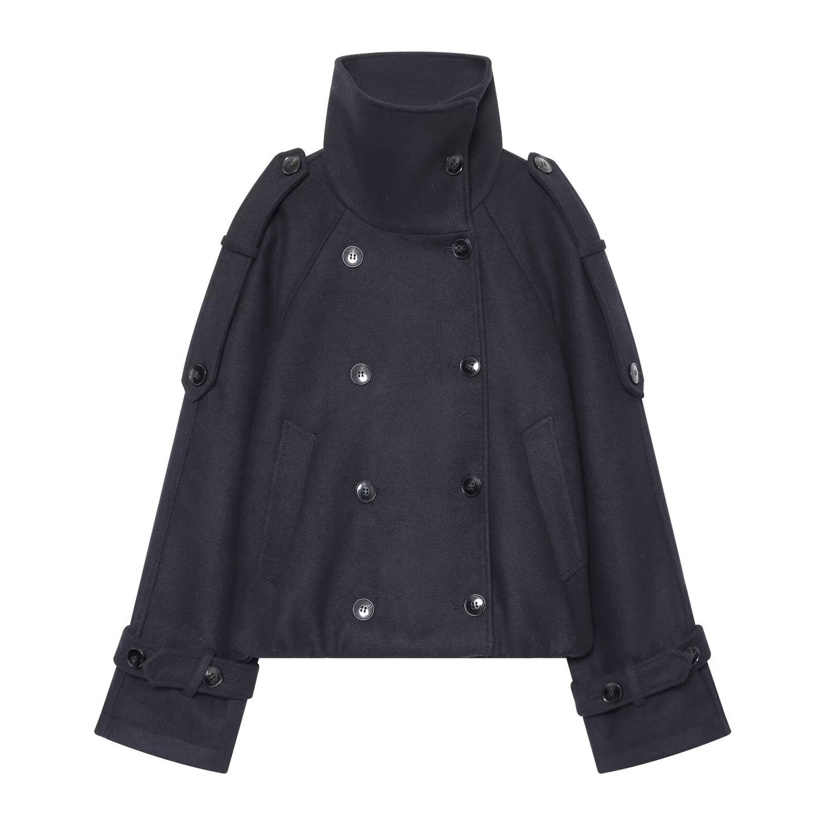 Women's thick double breasted chimney collar Coat