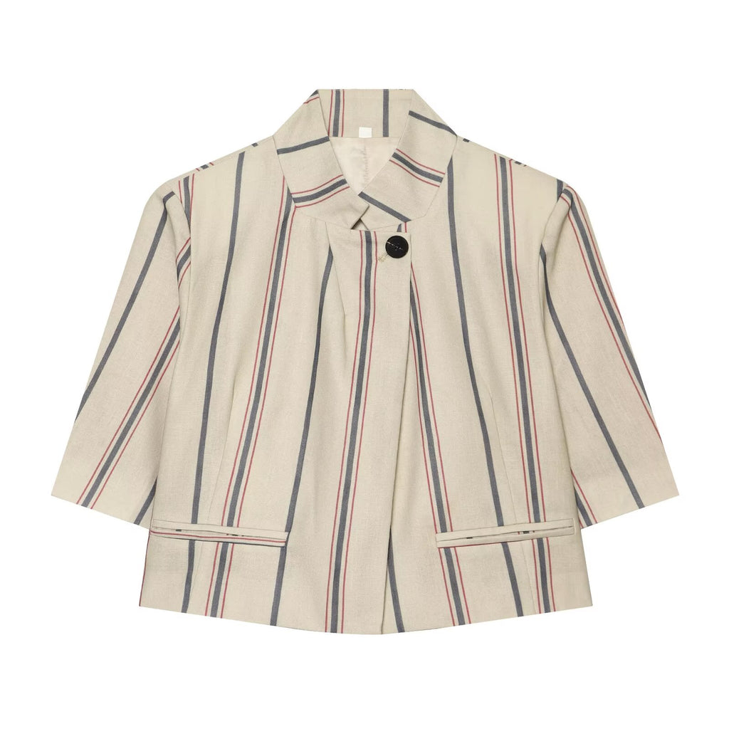 suit Women's 2 pieces short striped Blazer Coat +Pants