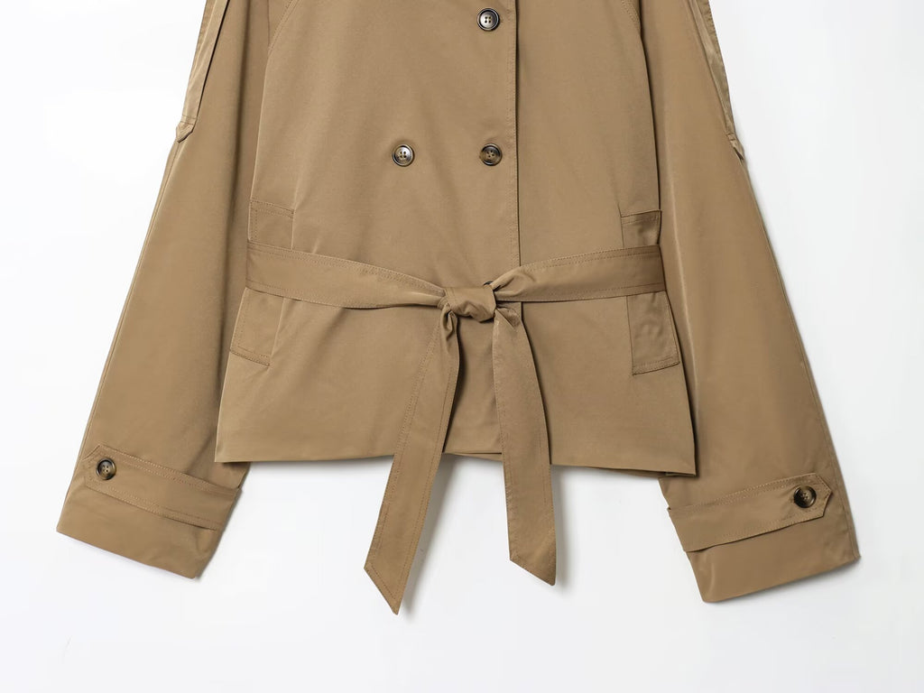 Women's double breasted lace up windbreaker Coat