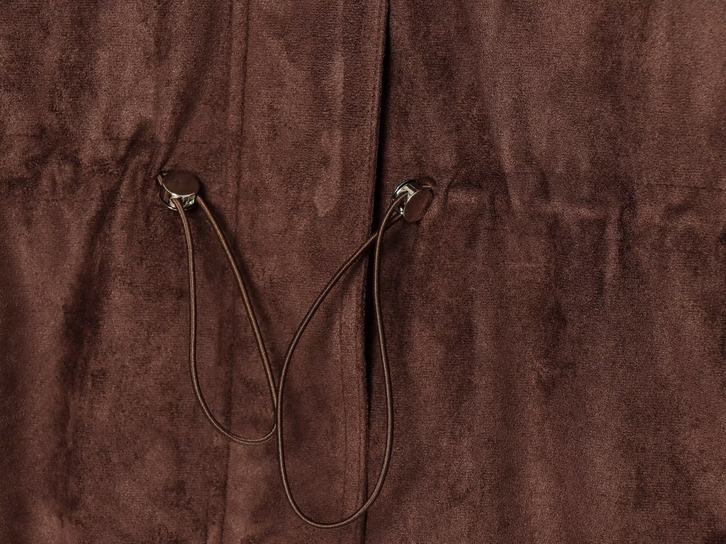 Women's suede waist cinched drawstring jacket Coat