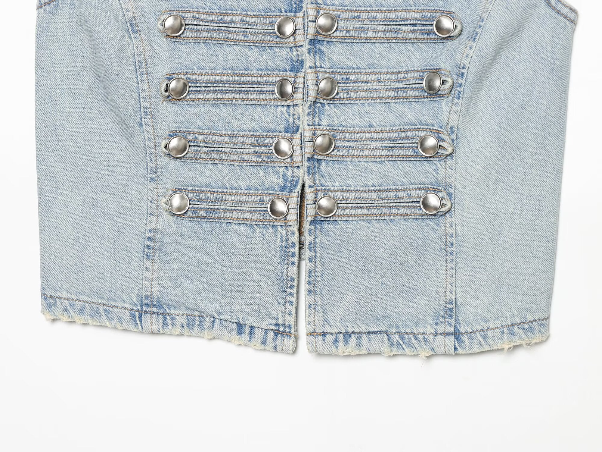 Women's button decoration sleeveless denim vest