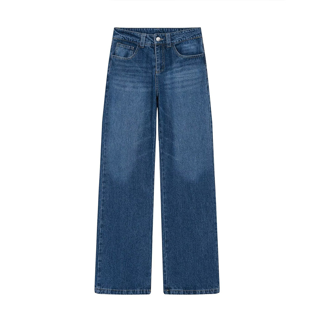 suit Women's 2 pieces short sleeved denim shirt+low waist wide leg jeans
