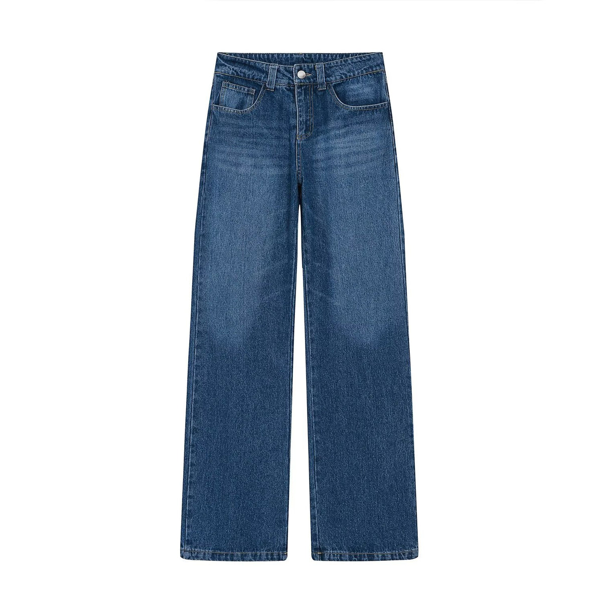 suit Women's 2 pieces short sleeved denim shirt+low waist wide leg jeans