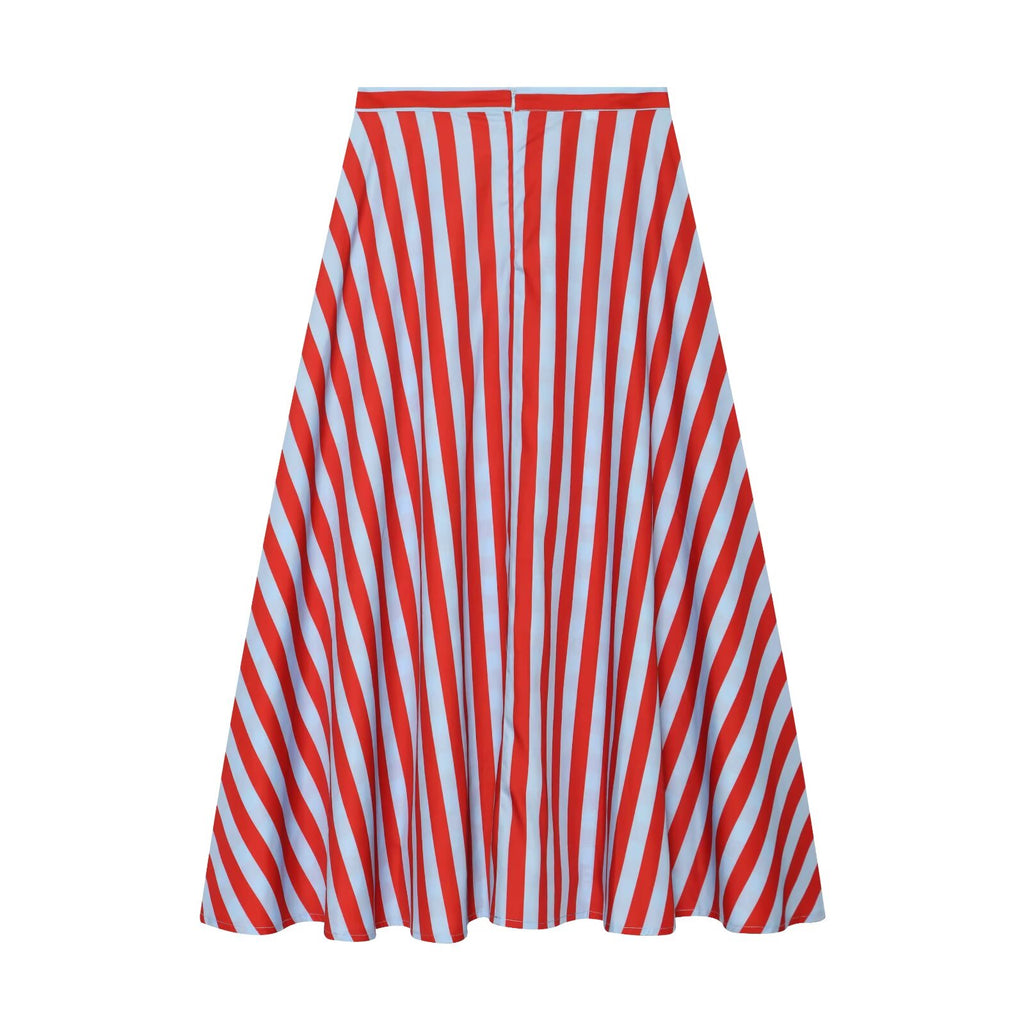 suit Women's 2 pieces bow decoration striped shirt+skirt