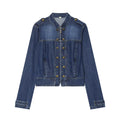 Women's long sleeved O Neck denim jacket