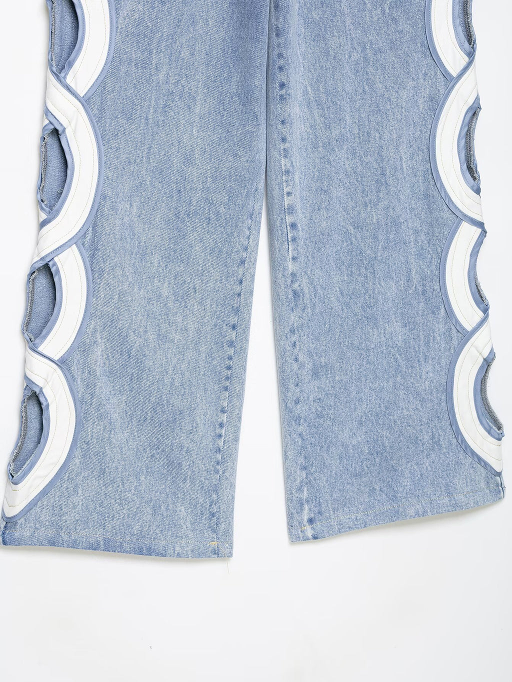 Women's hollow design high waisted straight jeans