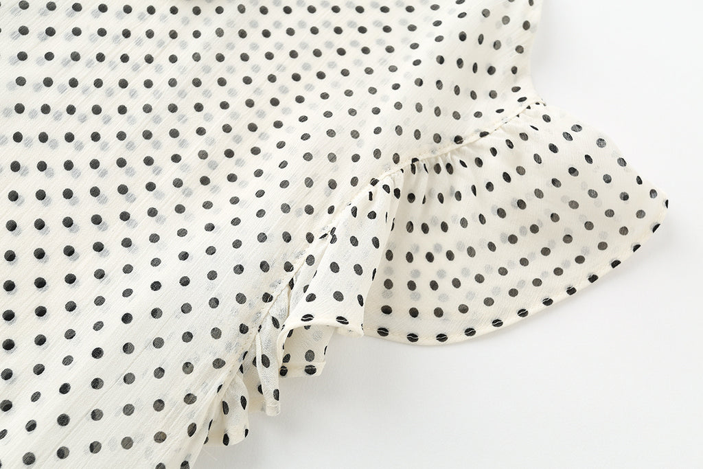 Women's bow decoration polka dot shirt