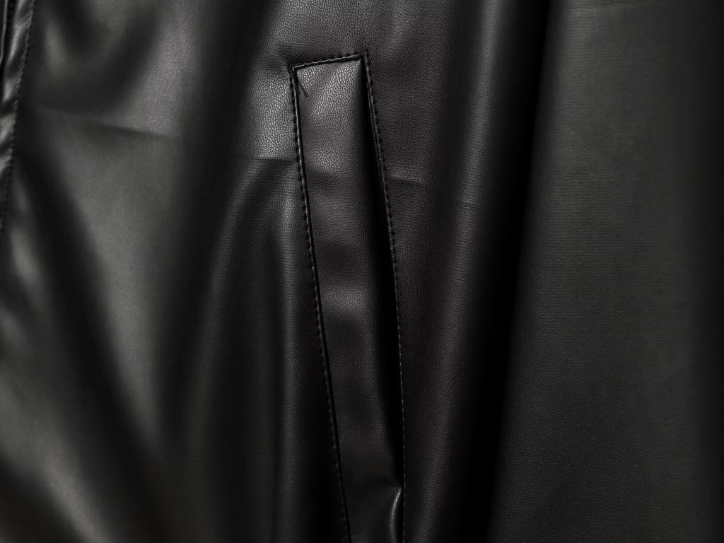 Women's casual lapel imitation leather jacket Coat