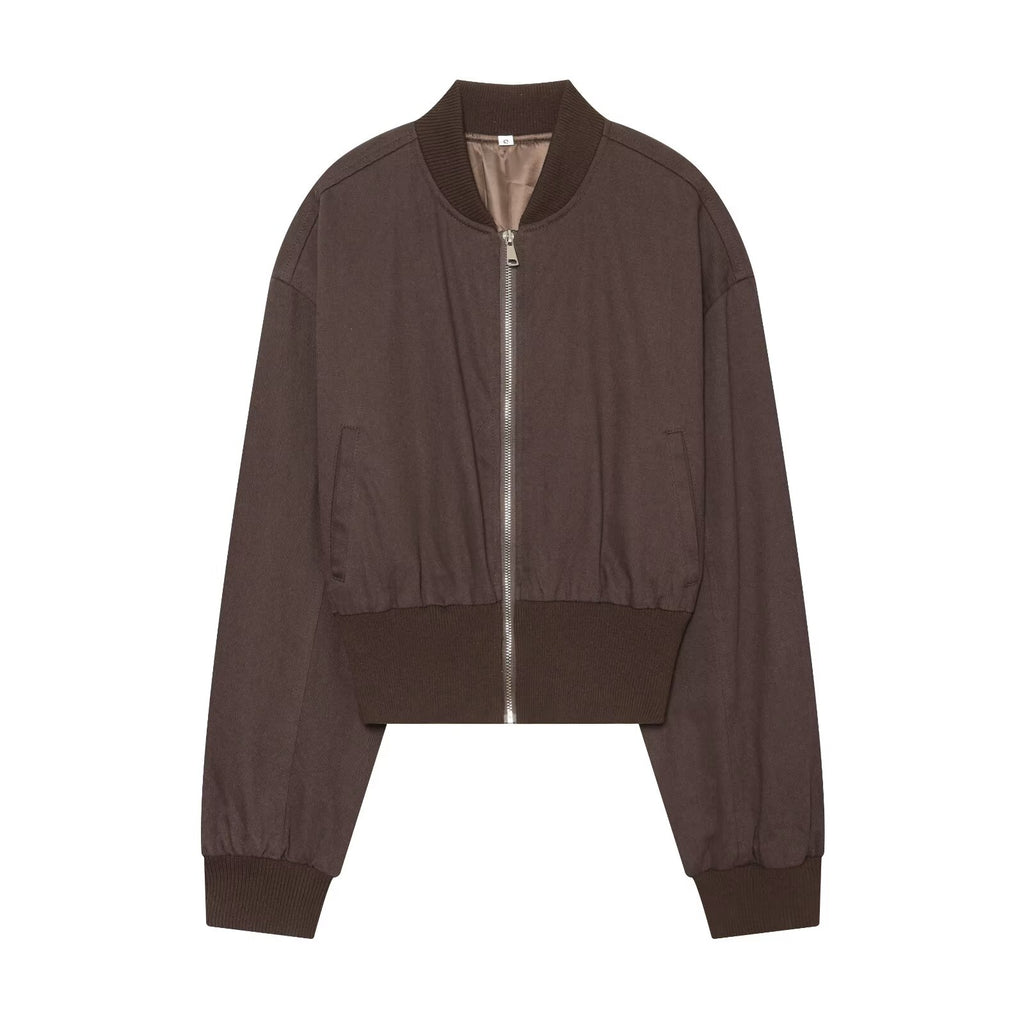 Women's short standing collar pilot jacket
