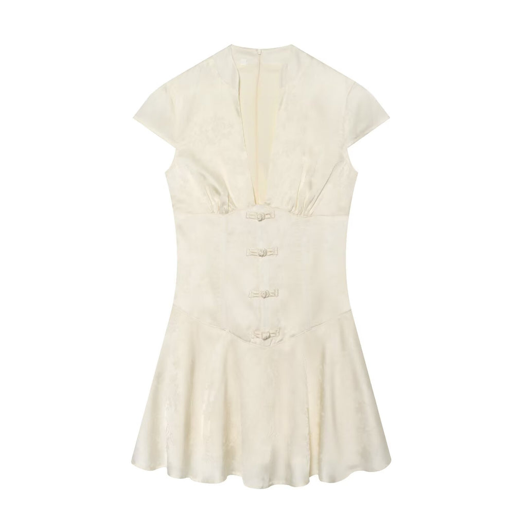 Women's jacquard satin texture mini dress