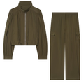 suit Women's 2 pieces bubble hem short pleated Coat+overalls