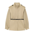 Women's With Belt slim stand collar windbreaker Coat