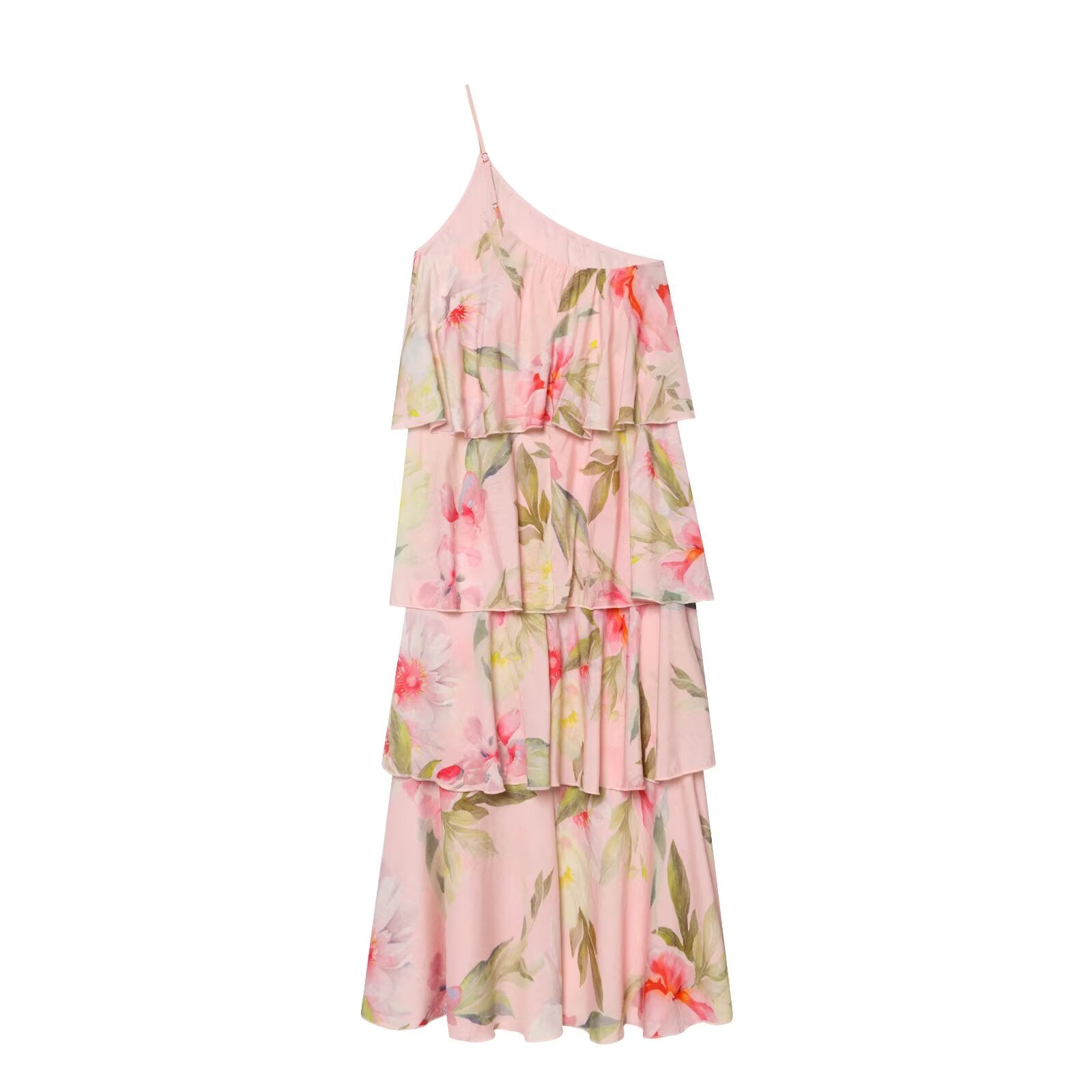 Women's layered decorative printed suspender dress