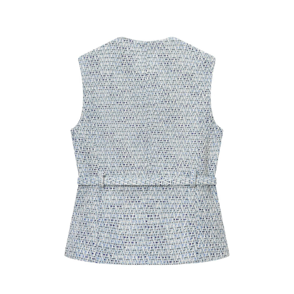 Women's with Belt bead decoration textured vest