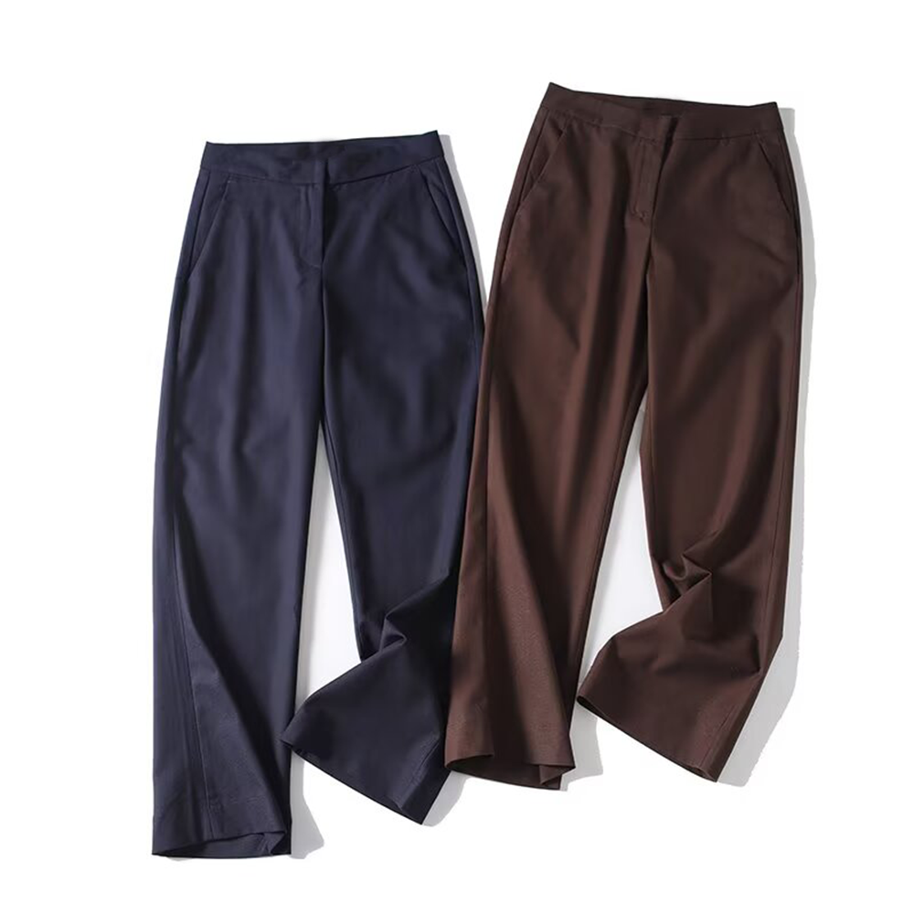 Women's slim versatile linen blend straight pants